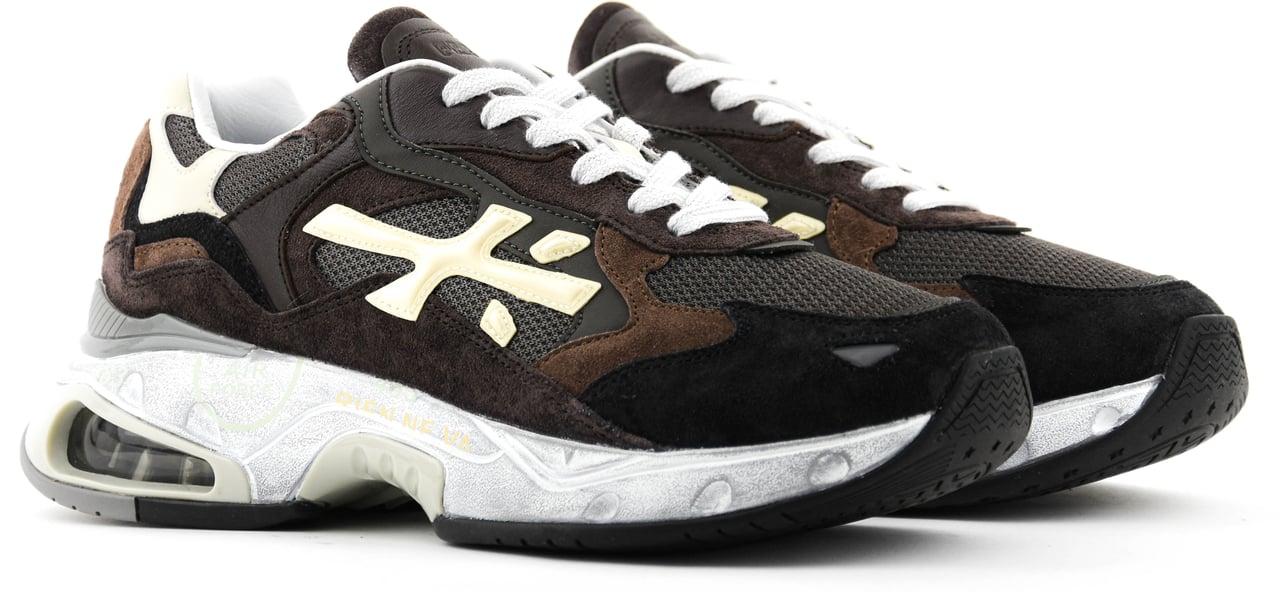 Premiata Sharky Sneaker Black Brown Zwart
