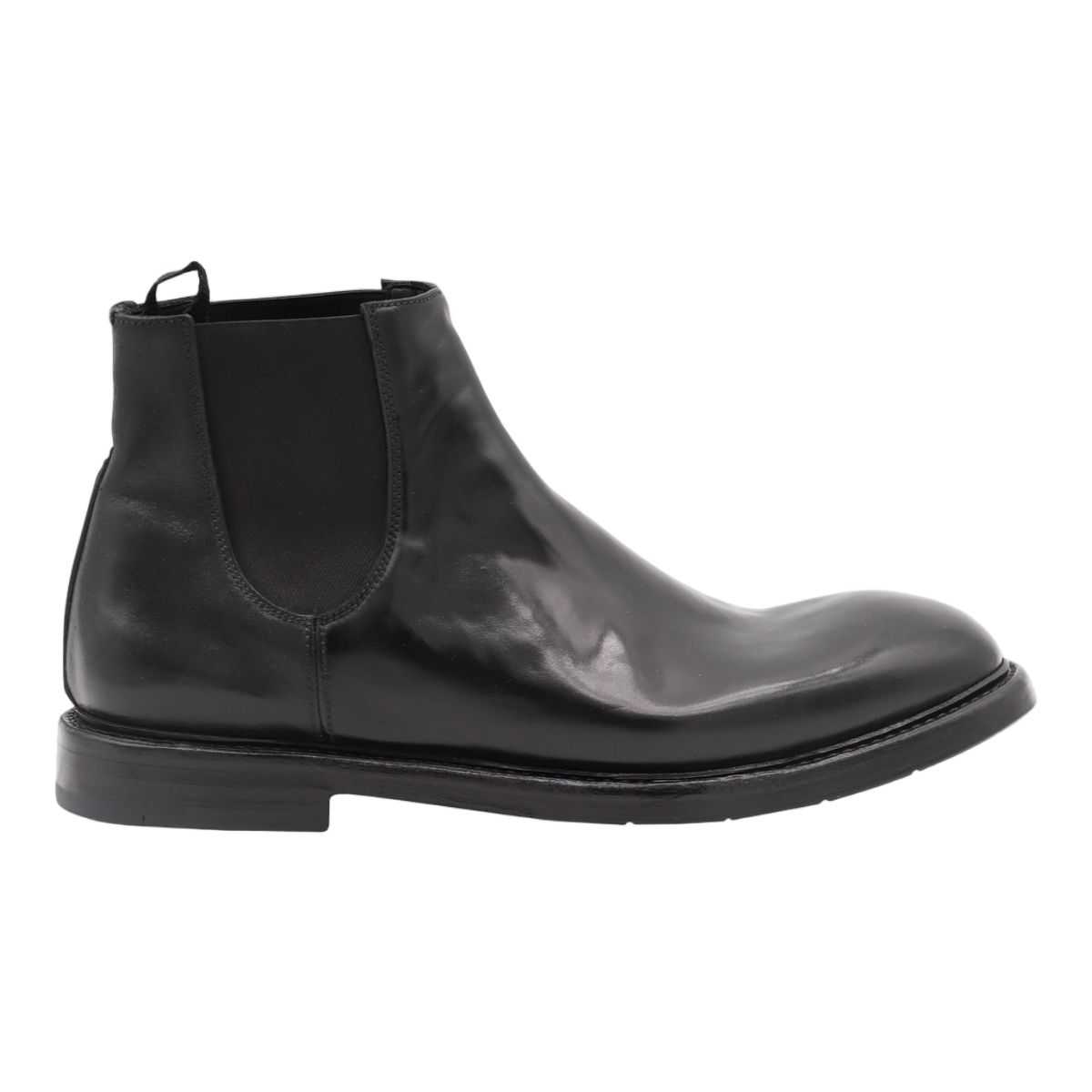 Premiata Polished Black Leather Boots with Slip-On Design Zwart