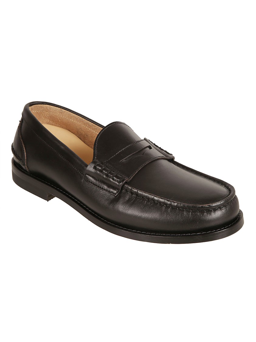 Premiata Minimalist Black Calf Leather Flat Shoes Zwart