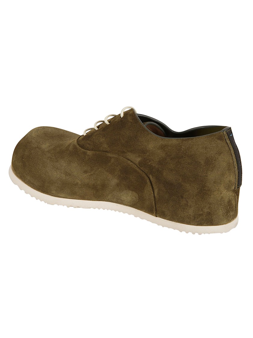 Premiata Rounded Toe Green Calf Leather Flat Shoes Groen