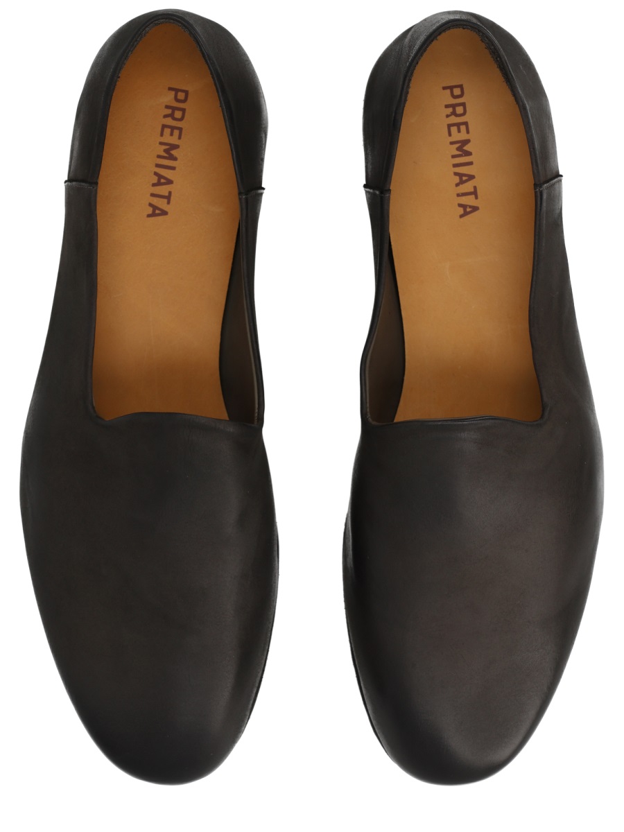 Premiata Lucy Smooth Calfskin Minimalist Loafers Grijs