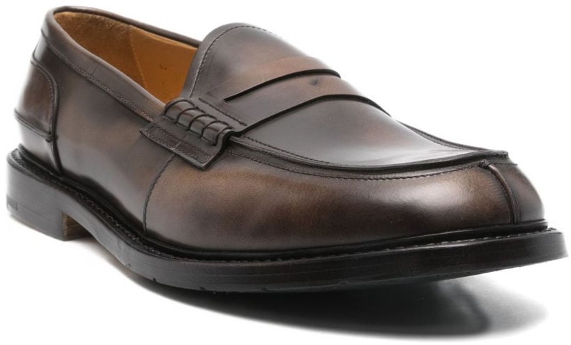 Premiata Penny Slot Detail Brown Leather Loafers Zwart