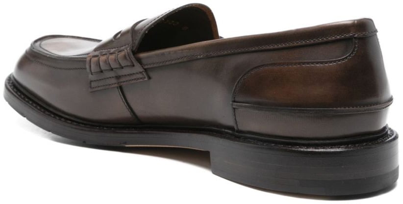 Premiata Penny Slot Detail Brown Leather Loafers Zwart