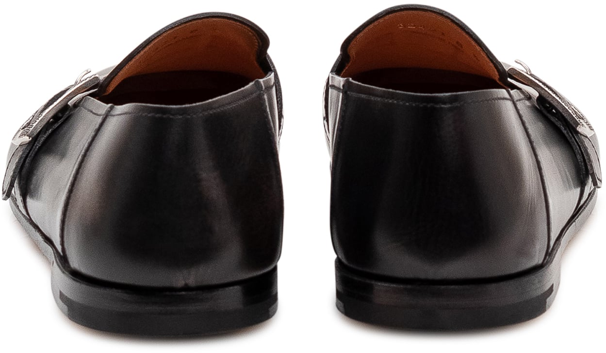 Premiata Mocassino con Fibbia in Pelle Zwart