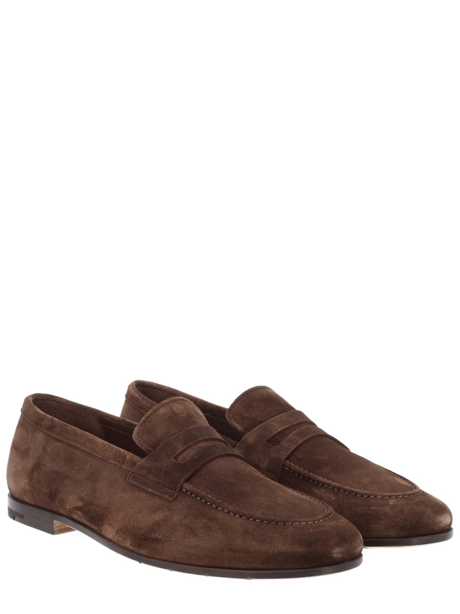 Premiata Brown Suede Rounded Toe Loafers Zwart