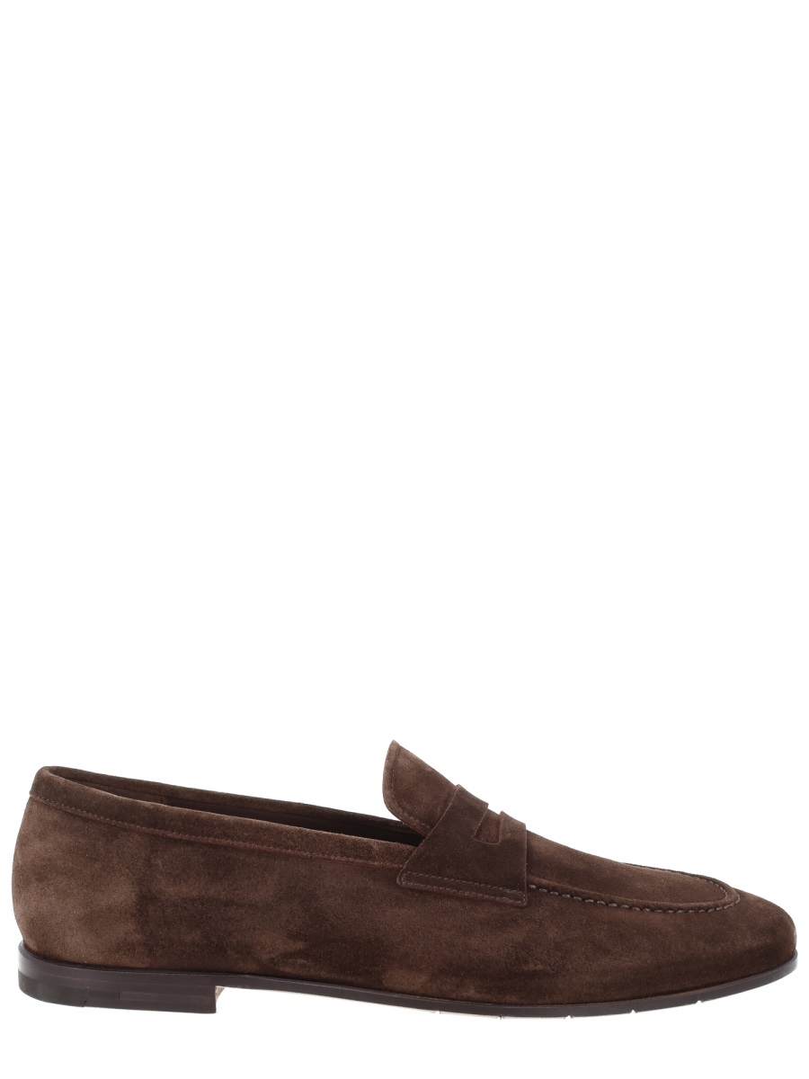 Premiata Brown Suede Rounded Toe Loafers Zwart