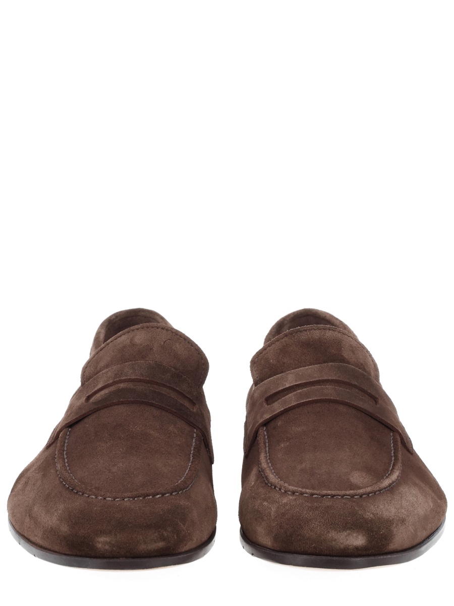 Premiata Brown Suede Rounded Toe Loafers Zwart