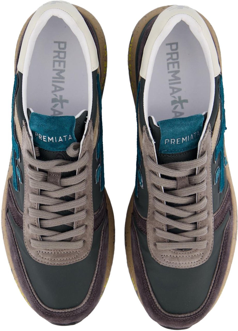 Premiata Heren Mick Sneaker Grijs/Blauw Grijs