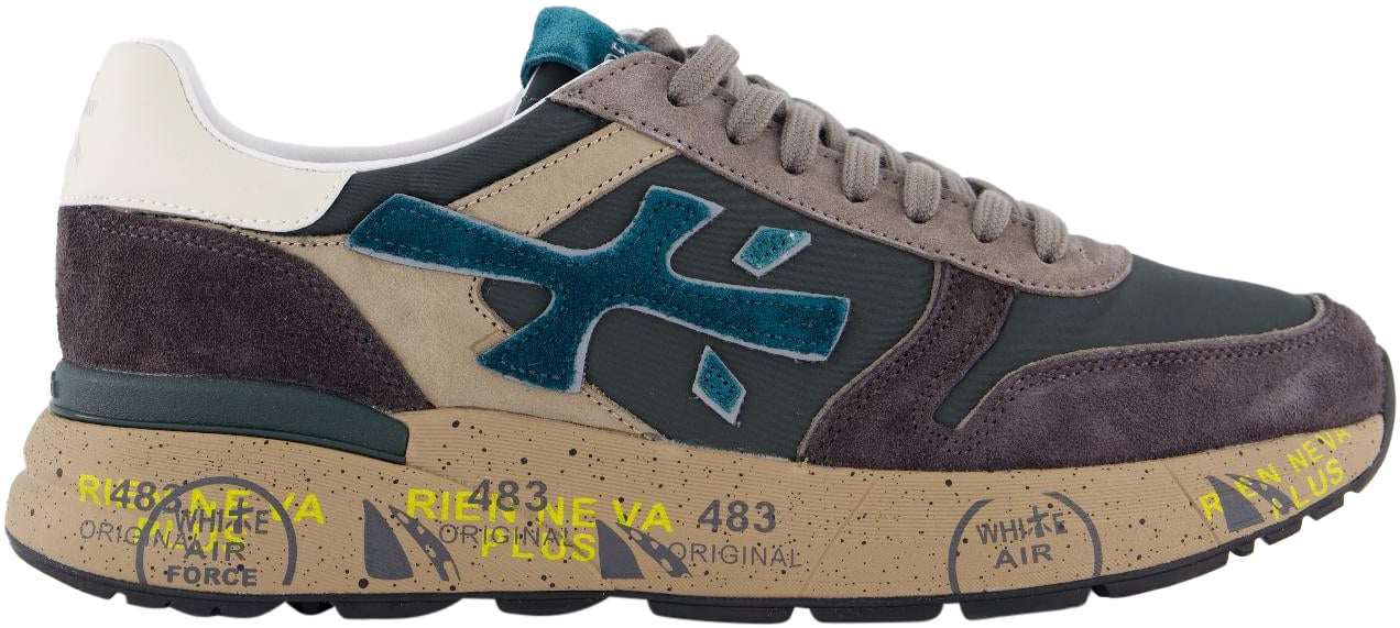 Premiata Heren Mick Sneaker Grijs/Blauw Grijs