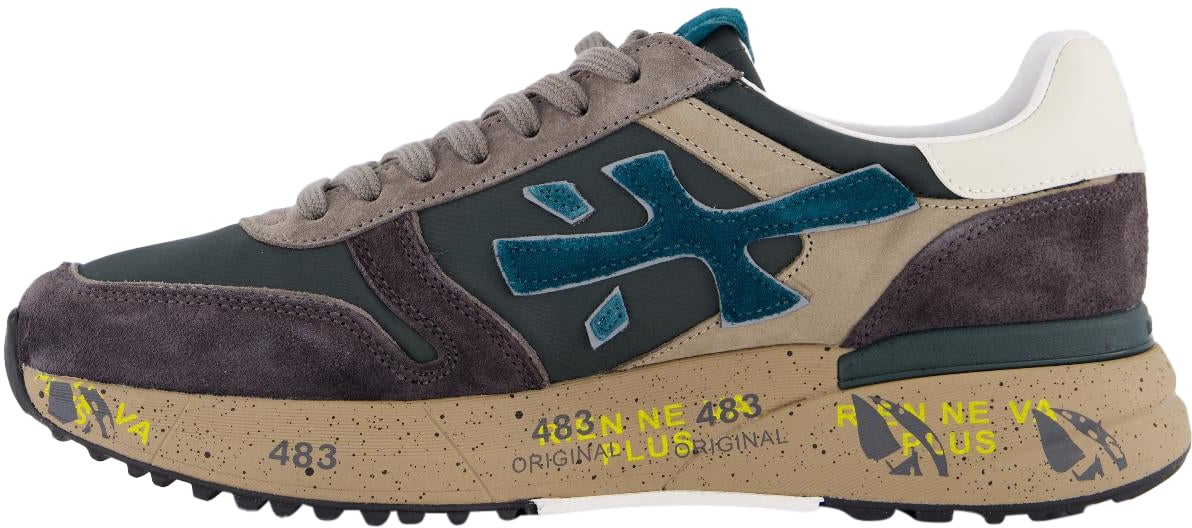 Premiata Heren Mick Sneaker Grijs/Blauw Grijs