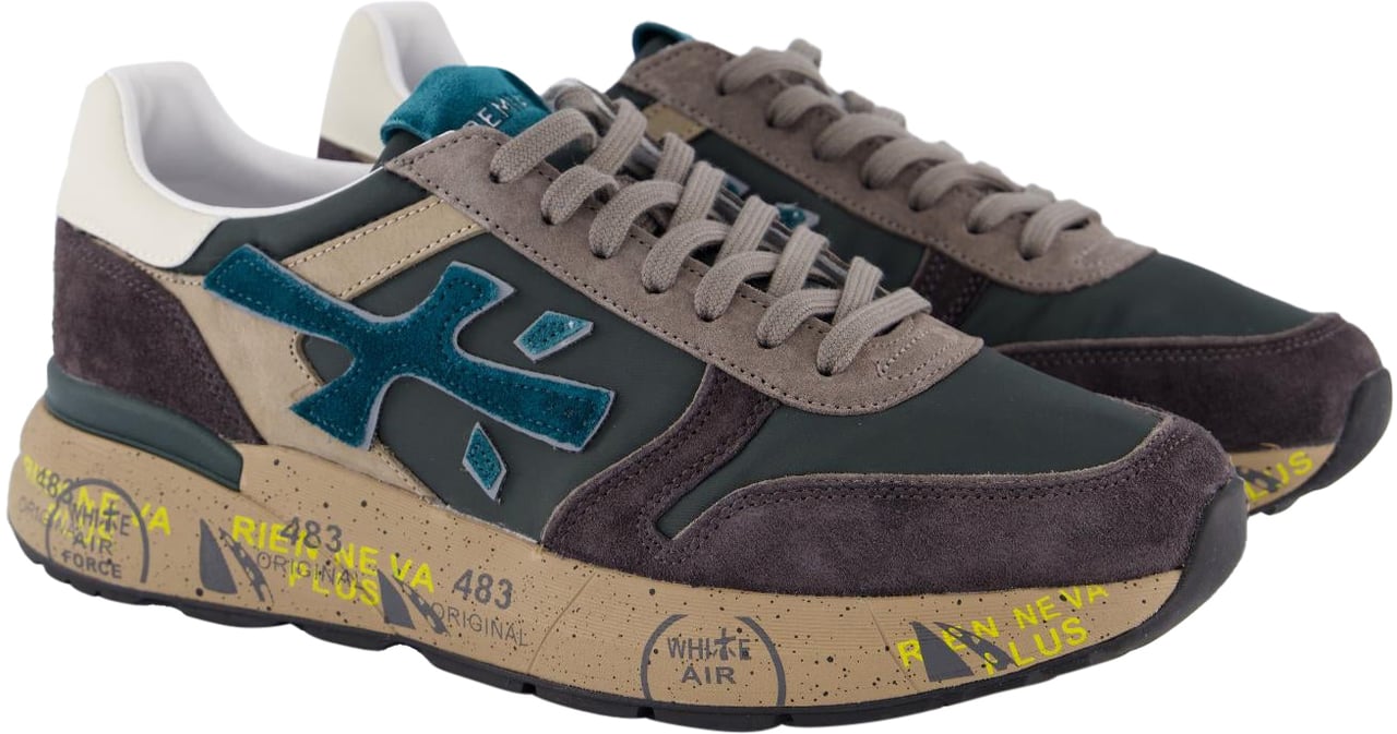 Premiata Heren Mick Sneaker Grijs/Blauw Grijs