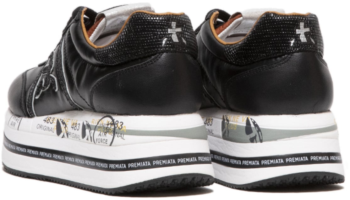 Premiata Sneaker Beth in pelle e nylon nero Zwart