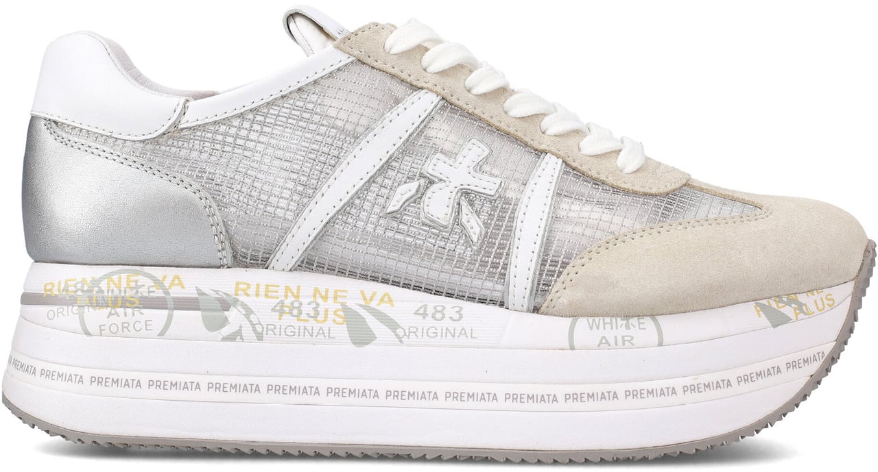 Premiata Sneakers Beth in tessuto ripstop trasparente suede bianco Wit