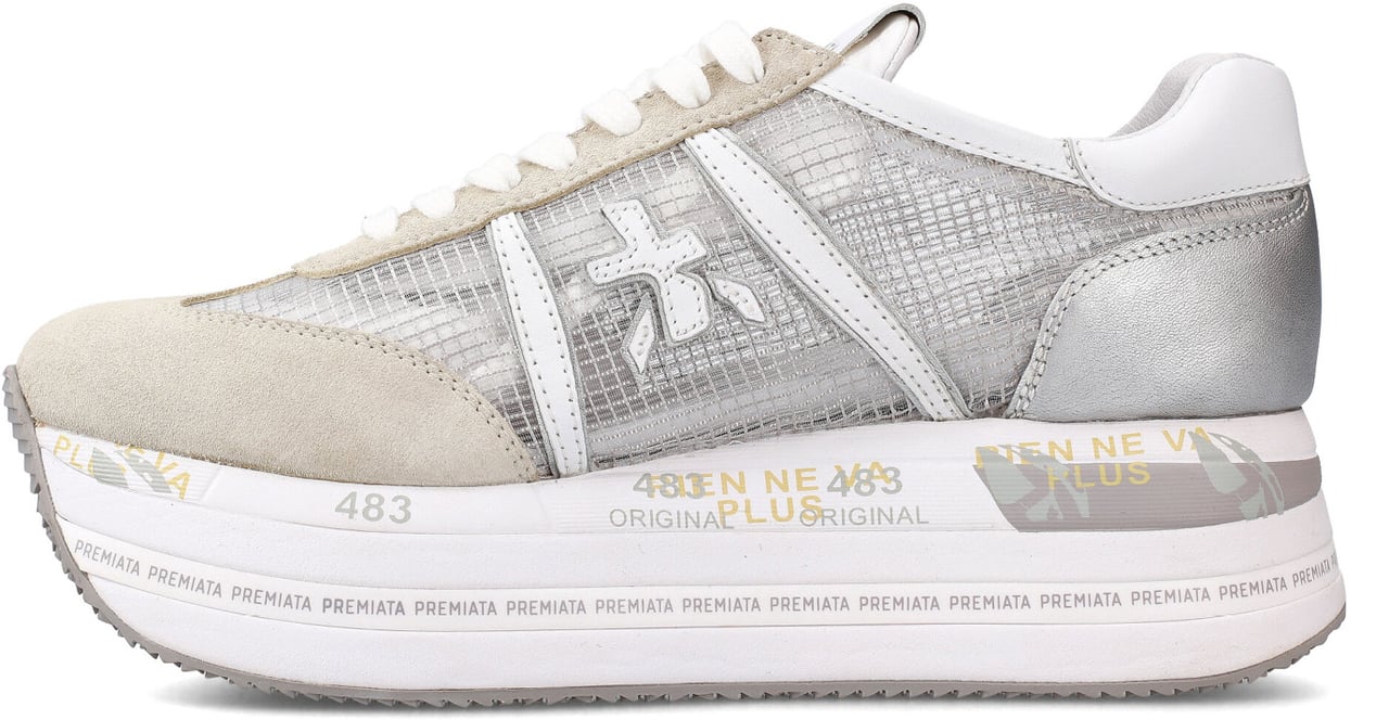 Premiata Sneakers Beth in tessuto ripstop trasparente suede bianco Wit