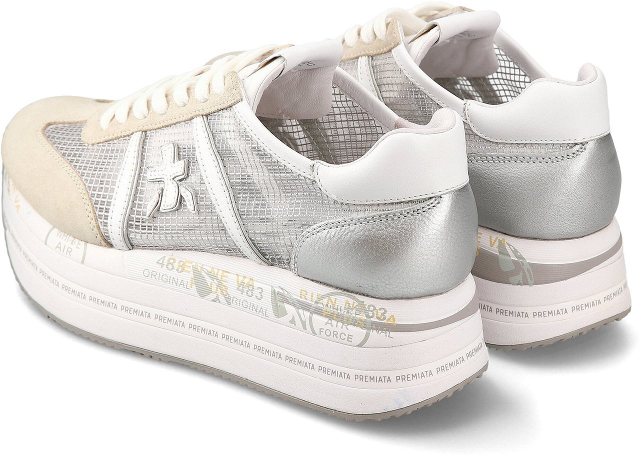 Premiata Sneakers Beth in tessuto ripstop trasparente suede bianco Wit