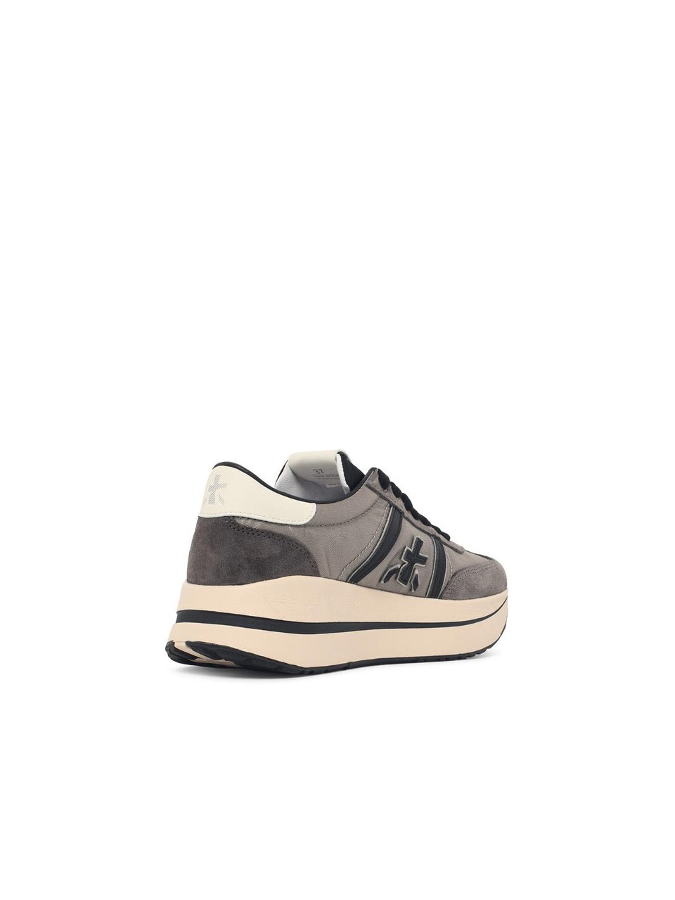 Premiata Grey Fabric Blend Low-Top Sneakers With Smooth Leather Logo Neutraal