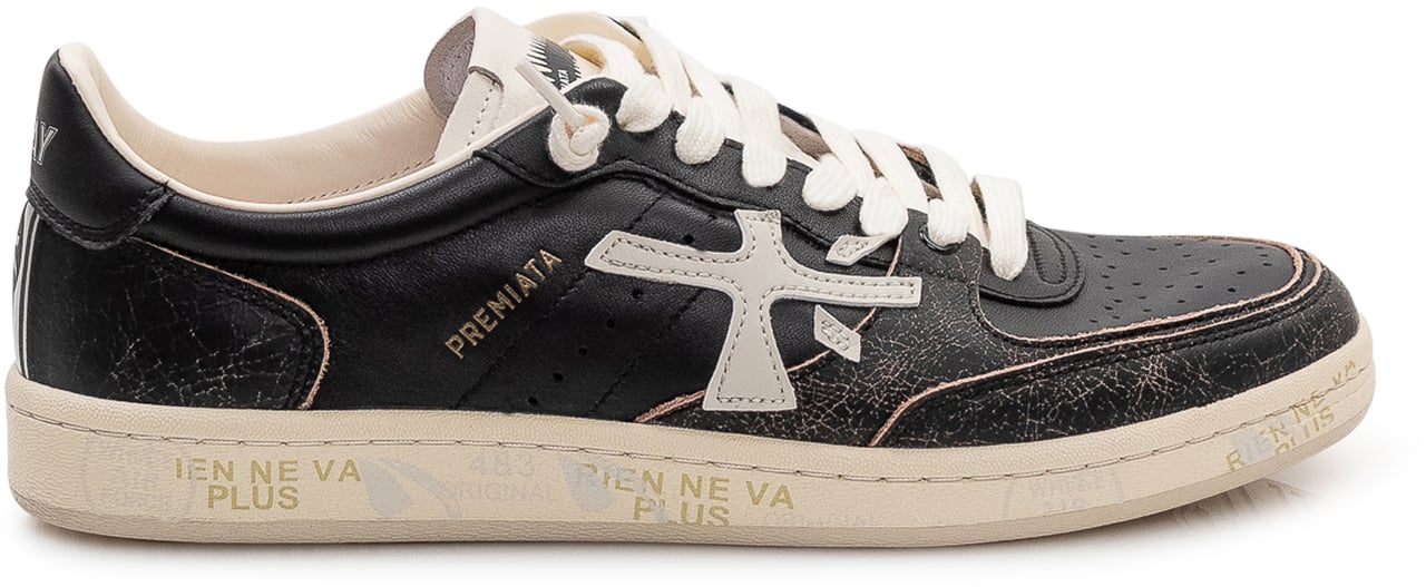 Premiata Sneakers Bsktclay in Pelle con Dettagli a Contrasto Zwart