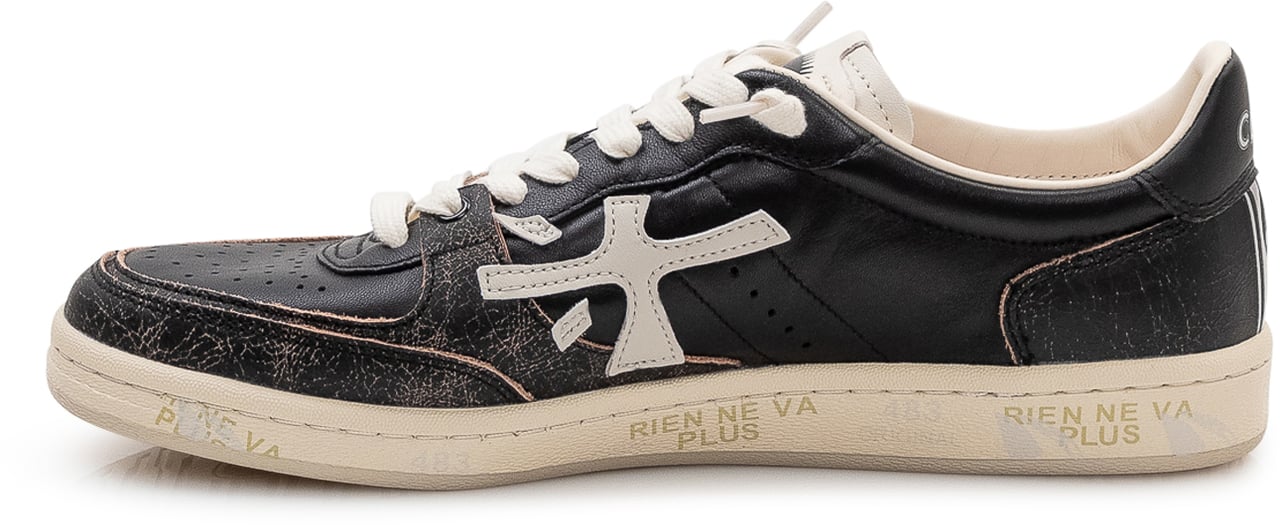 Premiata Sneakers Bsktclay in Pelle con Dettagli a Contrasto Zwart