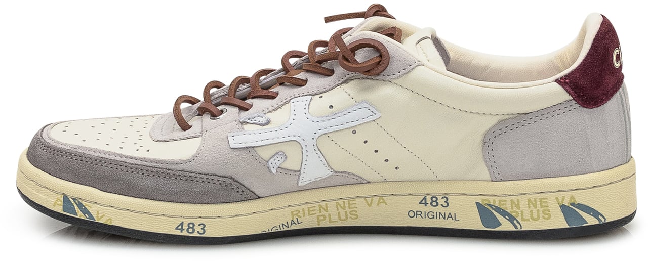 Premiata Premiata Sneakers in Pelle e Camoscio Bianco e Grigio Wit