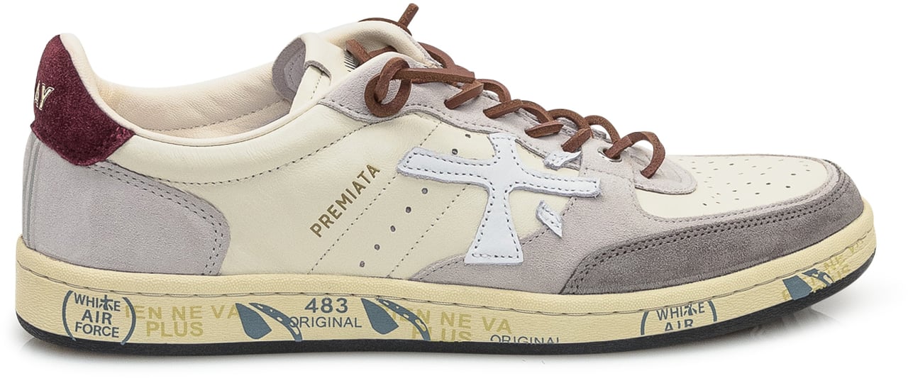 Premiata Premiata Sneakers in Pelle e Camoscio Bianco e Grigio Wit