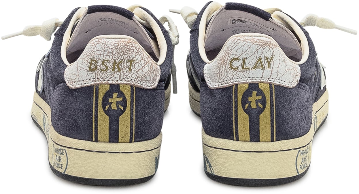 Premiata Premiata Sneakers in Suede Blu con Dettagli Bianchi Blauw