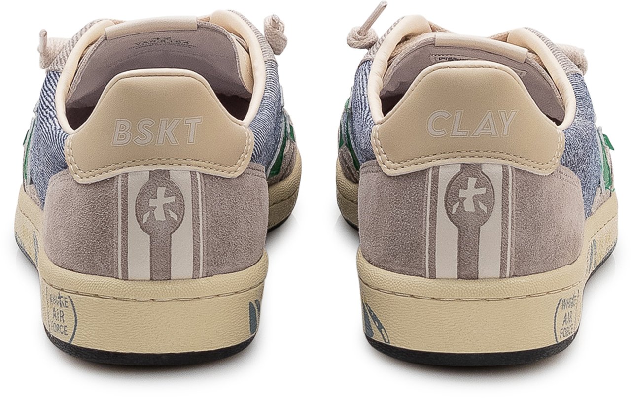 Premiata Sneakers Bsktclay in Denim e Suede Blauw