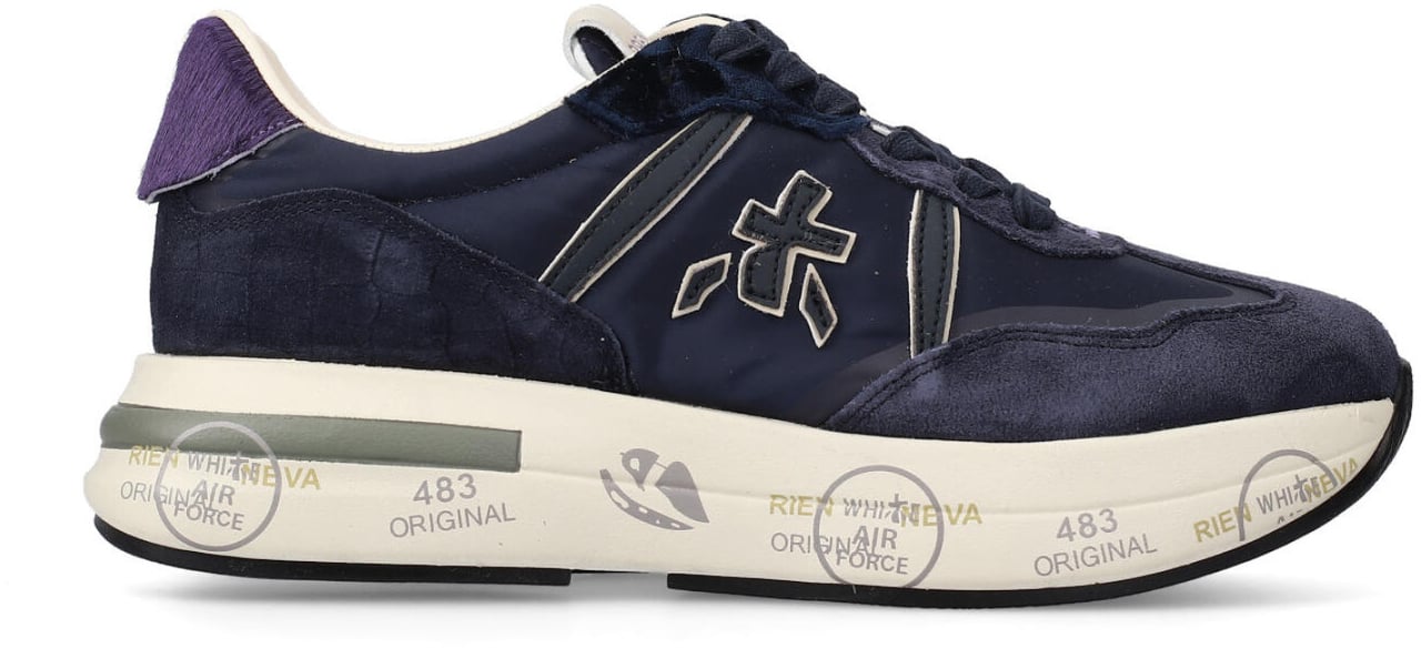 Premiata Sneakers Cassie in suede e tessuto tecnico blu Blauw