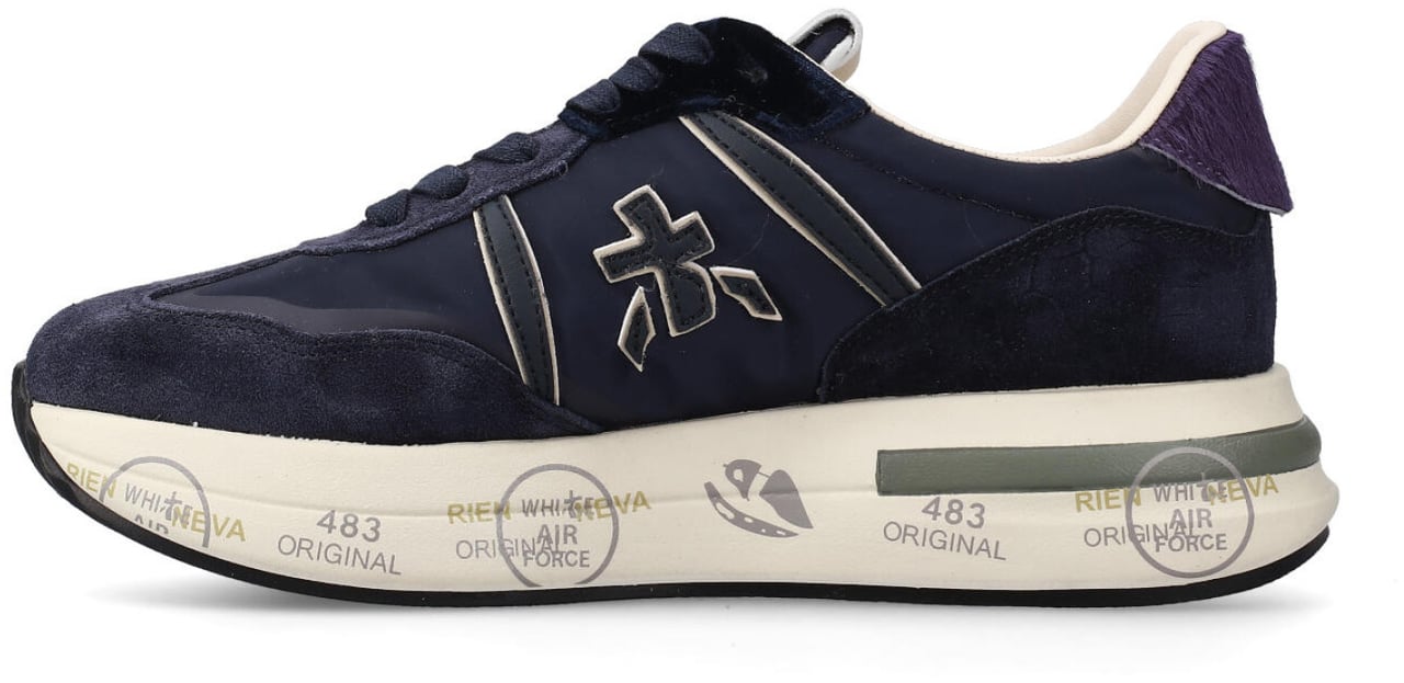 Premiata Sneakers Cassie in suede e tessuto tecnico blu Blauw