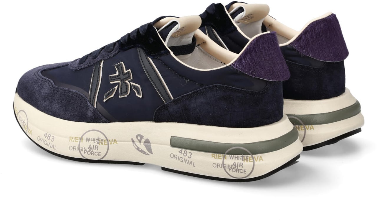 Premiata Sneakers Cassie in suede e tessuto tecnico blu Blauw