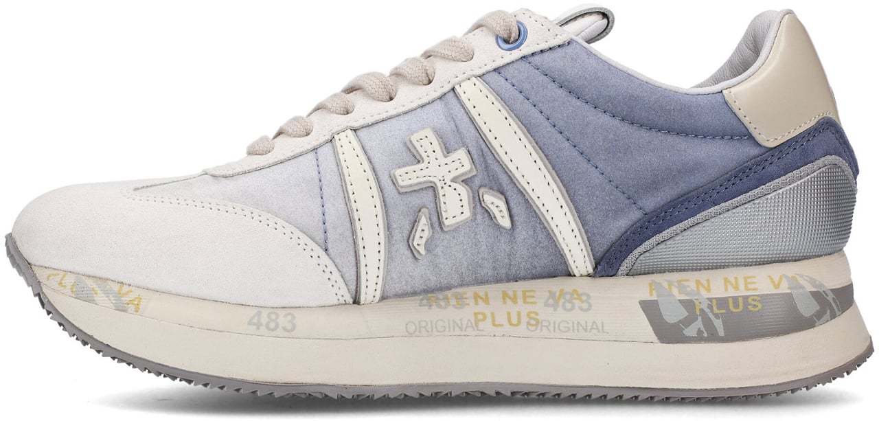 Premiata Sneakers Conny in suede bianco e nylon sfumato azzurro Blauw