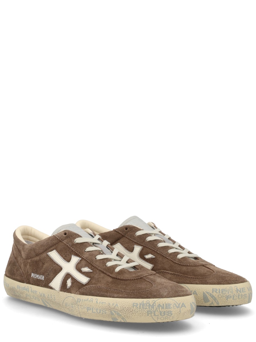 Premiata David Suede Leather Low Sneakers Neutraal