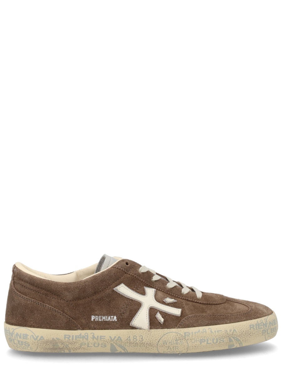Premiata David Suede Leather Low Sneakers Neutraal