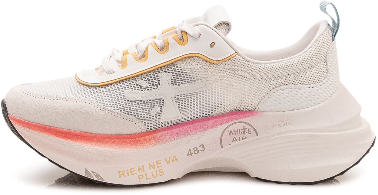 Premiata Sneakers Hill con Lacci e Logo Laterale Wit