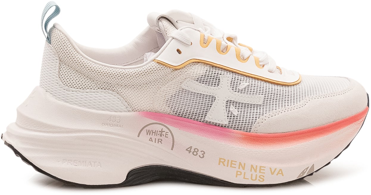 Premiata Sneakers Hill con Lacci e Logo Laterale Wit