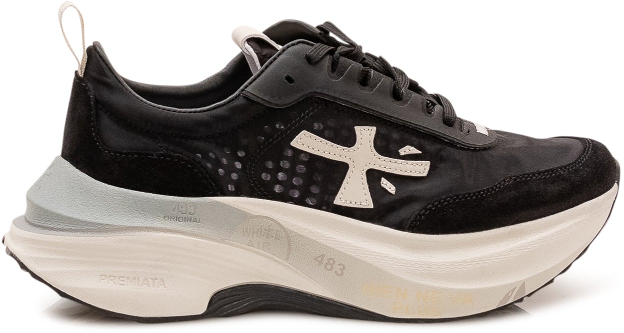 Premiata Sneakers Hill con Lacci e Logo Laterale Zwart