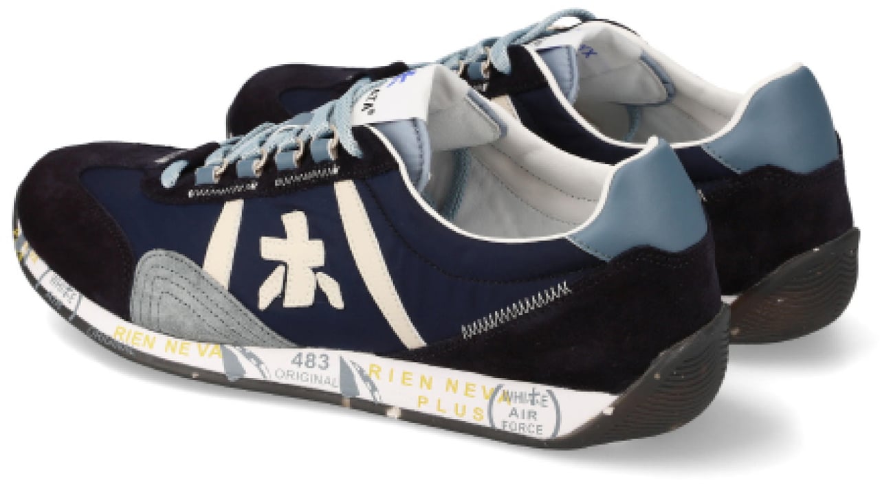 Premiata Sneakers Jackyx in suede e tessuto tecnico blu Blauw