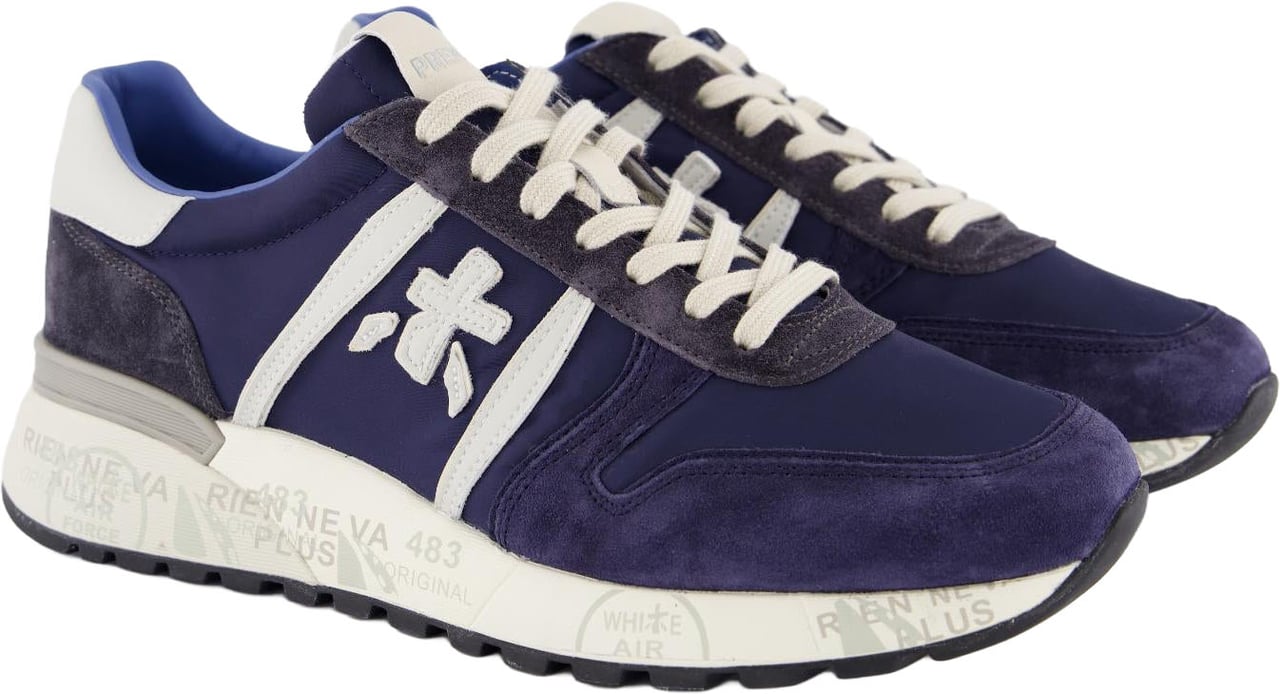 Premiata Heren Lander Sneaker Blauw Blauw