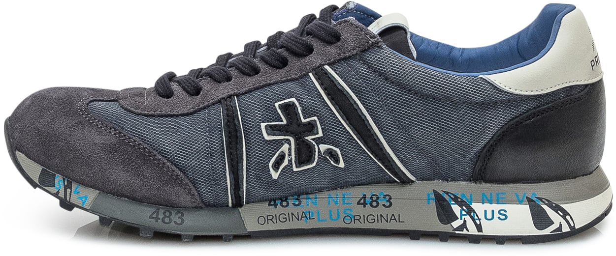 Premiata Premiata Sneakers Lander in Camoscio e Tessuto Blu Divers