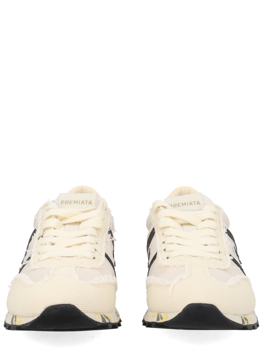 Premiata Lucy Cream Fabric Black Sneakers Neutraal