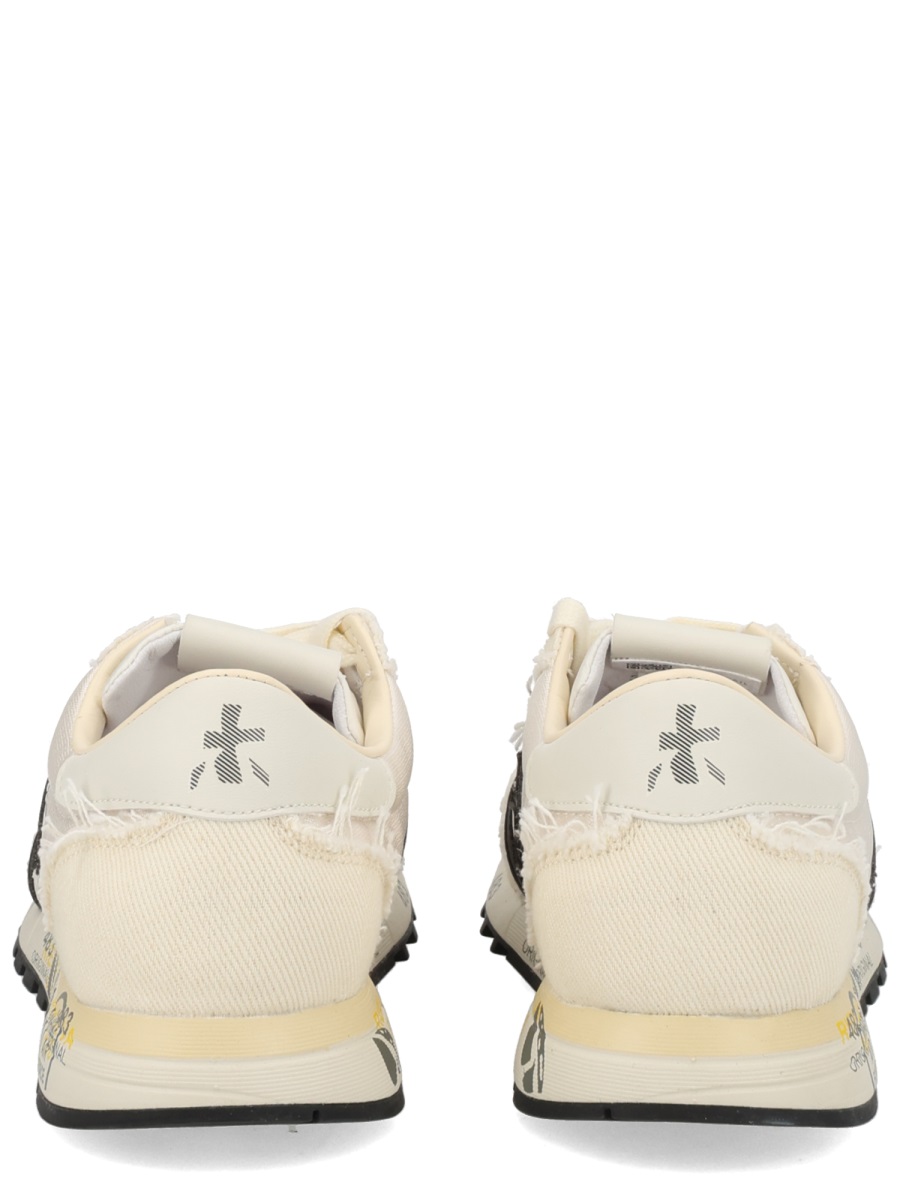 Premiata Lucy Cream Fabric Black Sneakers Neutraal