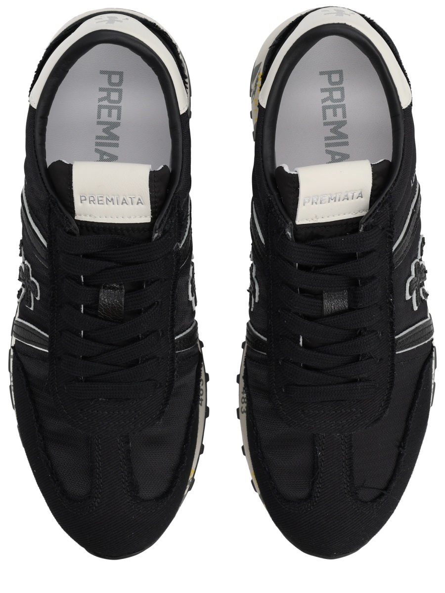 Premiata Lucy Black Fabric Low Sneakers Zwart