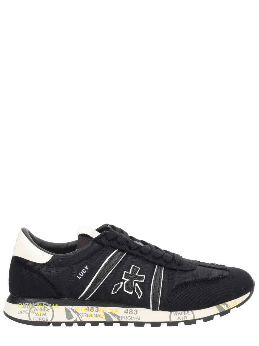 Premiata Lucy Black Fabric Low Sneakers Zwart
