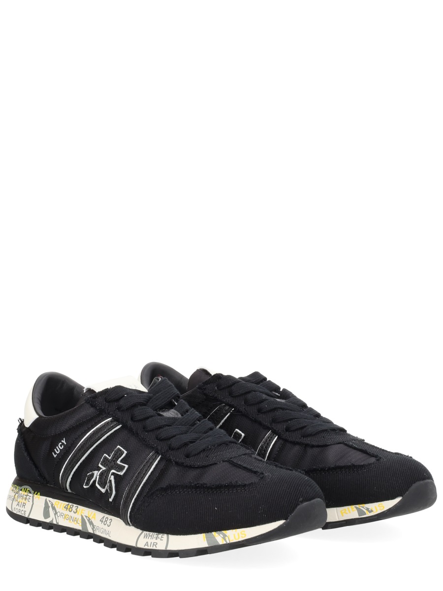 Premiata Lucy Black Fabric Low Sneakers Zwart