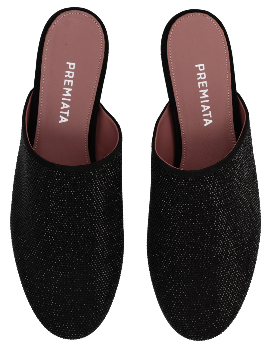 Premiata Pointed Toe Leather Glamour Slipper Zwart