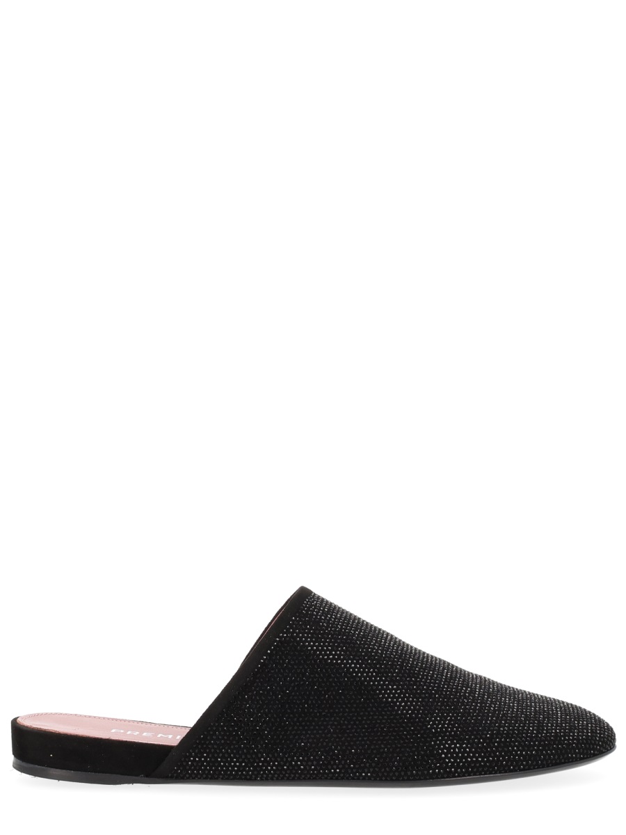 Premiata Pointed Toe Leather Glamour Slipper Zwart