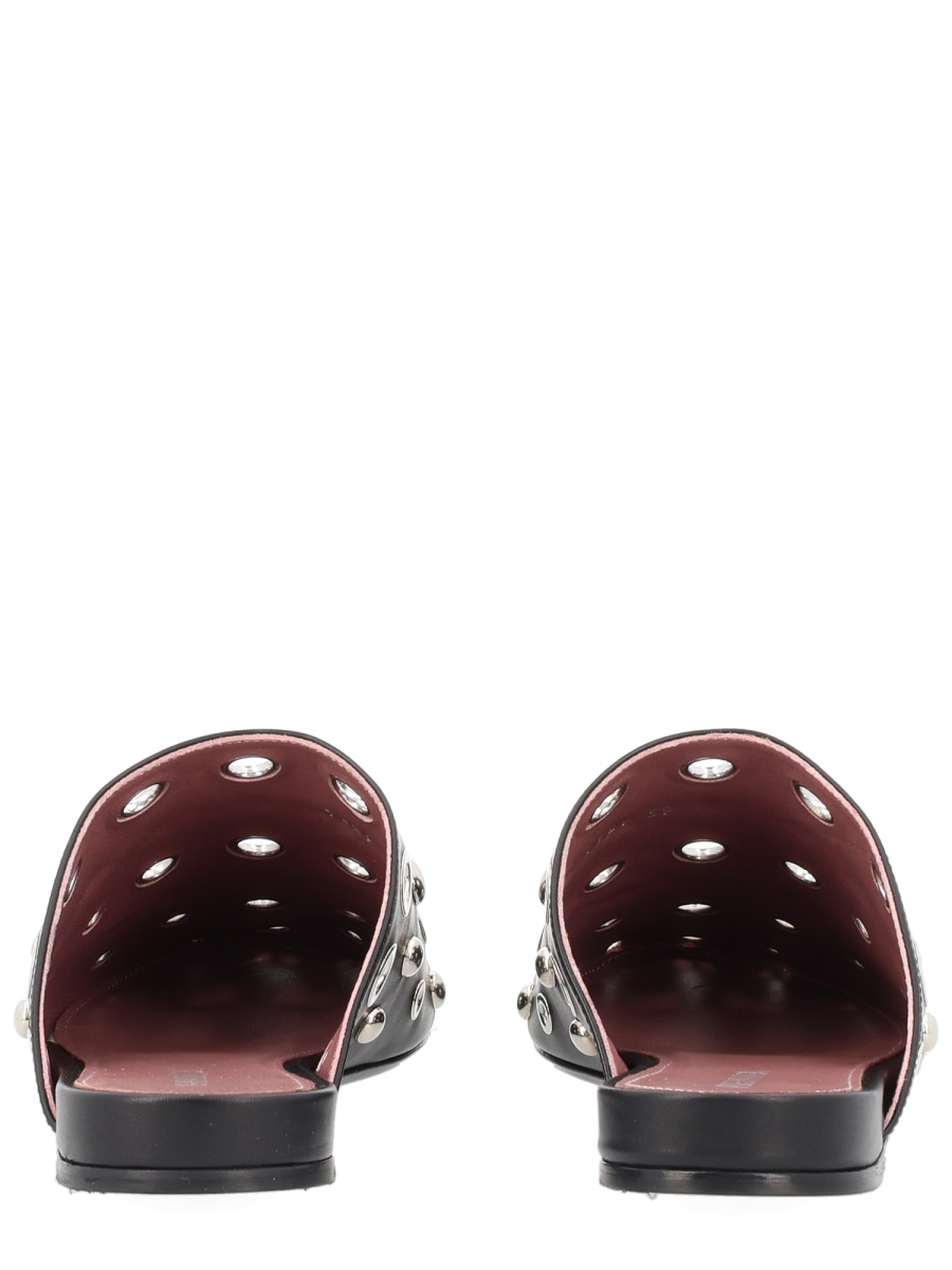 Premiata Pointed Toe Studded Calfskin Sabot Grijs