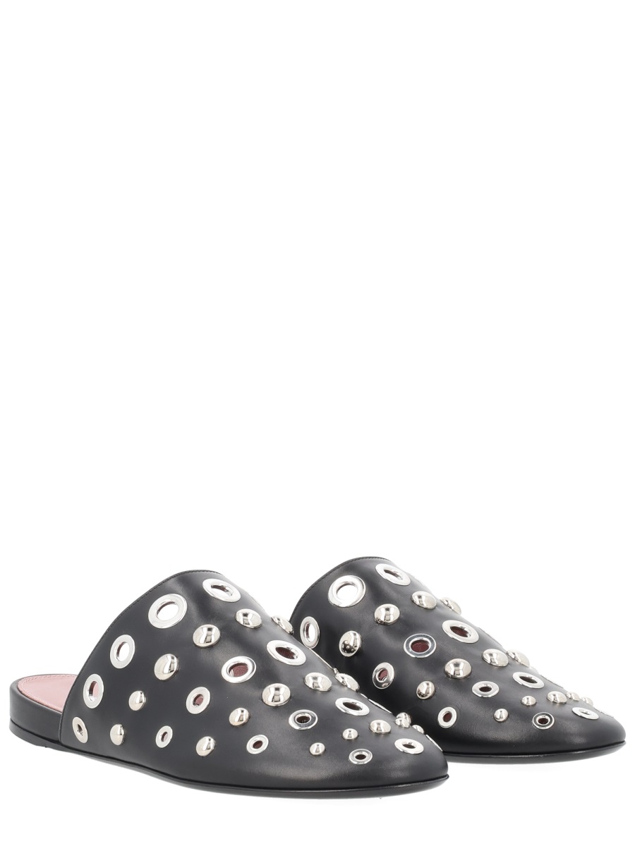 Premiata Pointed Toe Studded Calfskin Sabot Grijs
