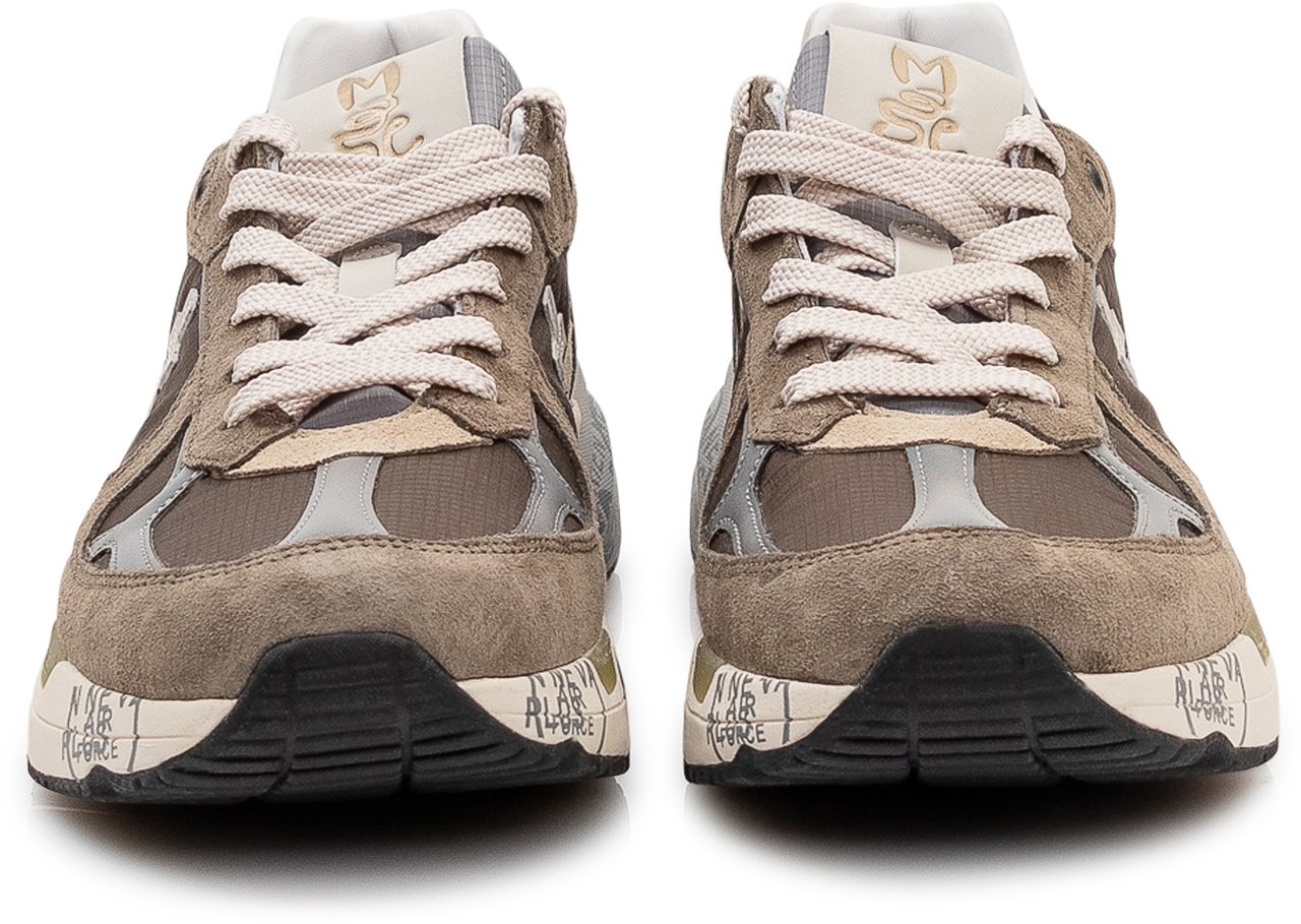 Premiata Sneakers in Pelle e Tessuto Taupe