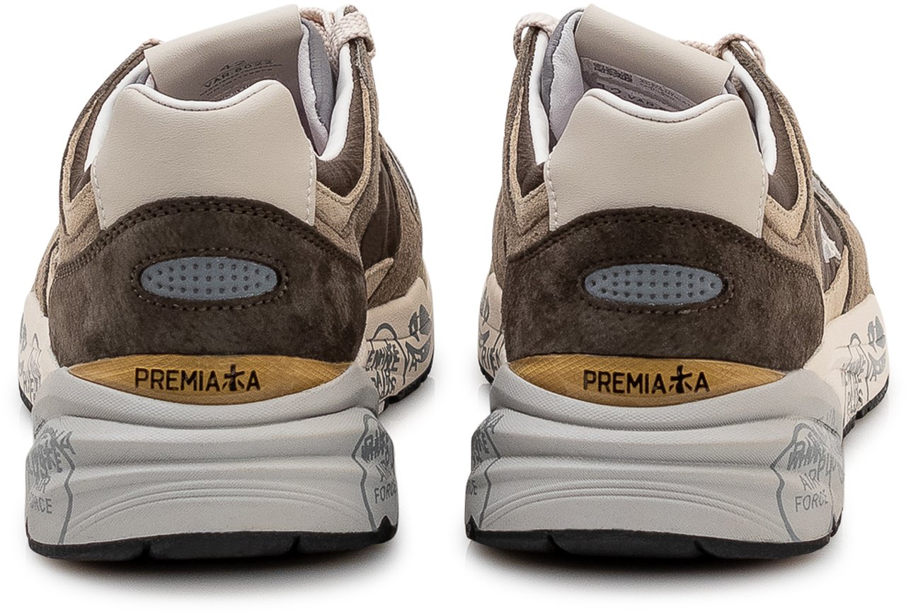 Premiata Sneakers in Pelle e Tessuto Taupe