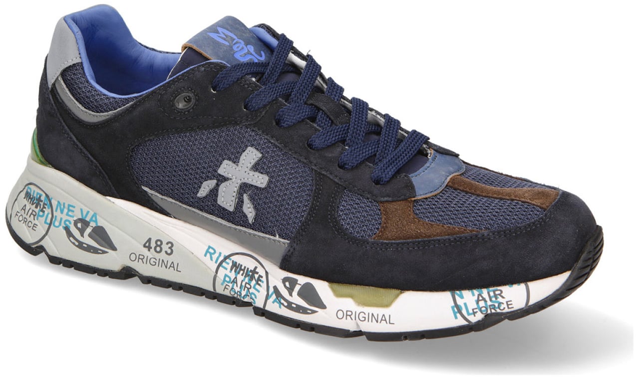 Premiata Sneakers Mase 6423 in suede e tessuto tecnico blu Blauw